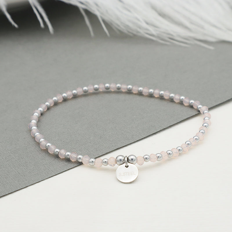 Wholesale Trendy Woman Custom Jewelry Set Handmade Pink Glass Crystal Bracelets Charms Beads Bracelets Set