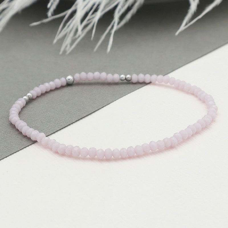 Handmade Wholesale Fashion Woman Jewelry Set Pink Glass Crystal Charms Bracelet Set Custom Beads Bracelets