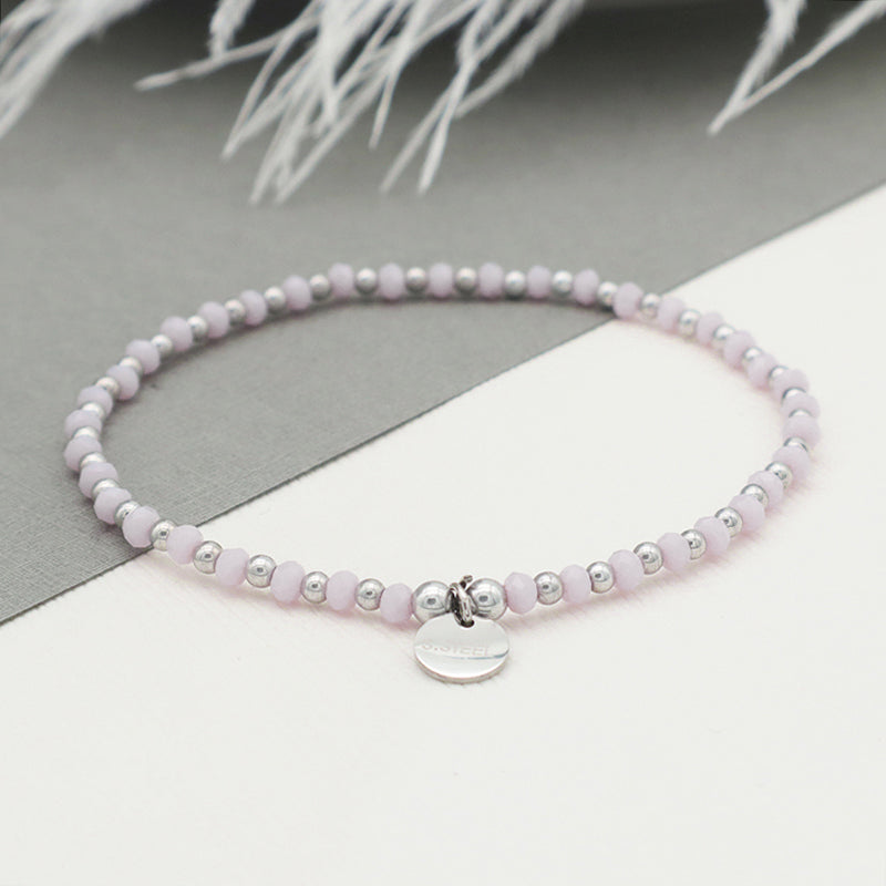 Handmade Wholesale Fashion Woman Jewelry Set Pink Glass Crystal Charms Bracelet Set Custom Beads Bracelets