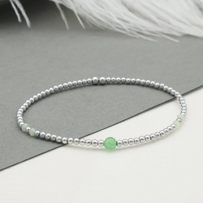 Jewelry Set Custom Wholesale Trendy Woman Handmade Green Glass Crystal Bracelet Bangle Charms Beads Bracelets Set