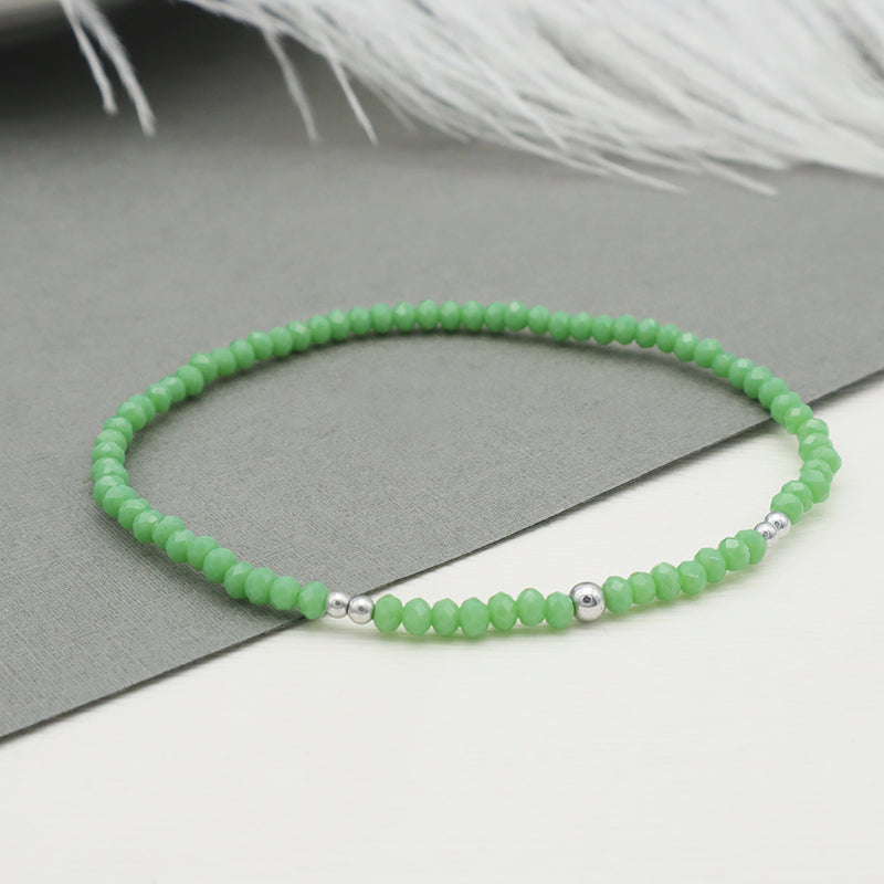 Jewelry Set Custom Wholesale Trendy Woman Handmade Green Glass Crystal Bracelet Bangle Charms Beads Bracelets Set