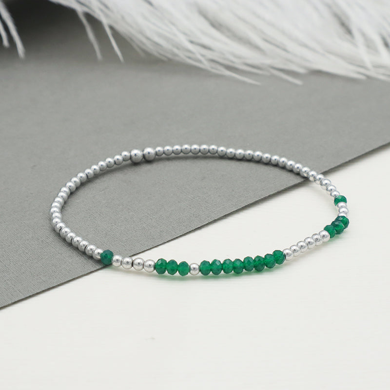 Fashion Handmade Beaded Bracelets Wholesale Woman Custom Jewelry Set Green Glass Crystal Charm Bracelet