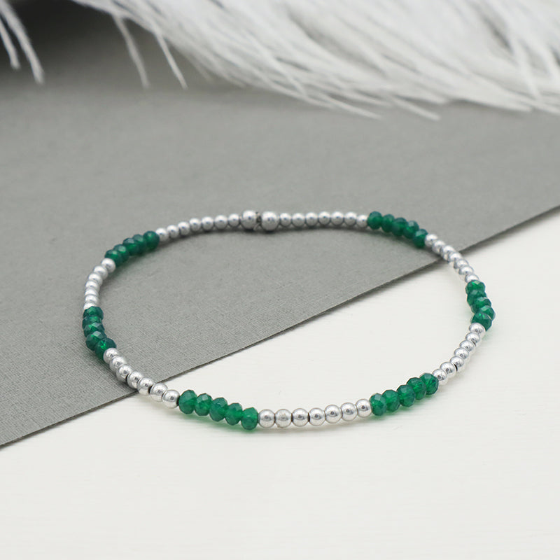 Fashion Handmade Beaded Bracelets Wholesale Woman Custom Jewelry Set Green Glass Crystal Charm Bracelet