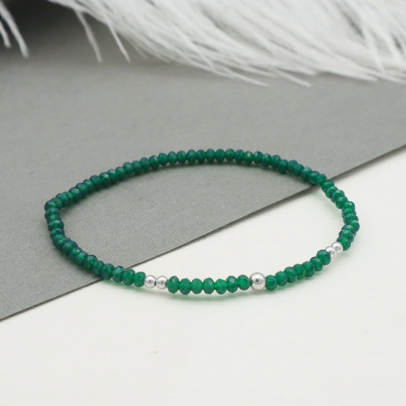 Fashion Handmade Beaded Bracelets Wholesale Woman Custom Jewelry Set Green Glass Crystal Charm Bracelet