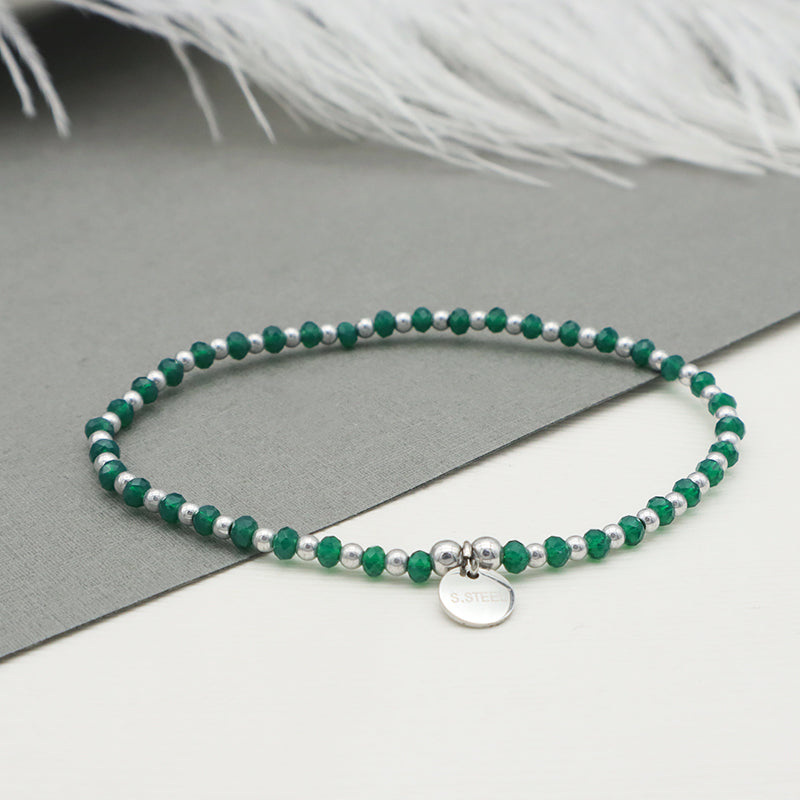 Fashion Handmade Beaded Bracelets Wholesale Woman Custom Jewelry Set Green Glass Crystal Charm Bracelet