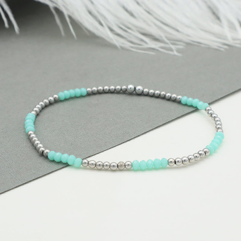 Handmade Wholesale Trendy Woman Girl Kid Baby Jewelry Custom Blue Beaded Bracelets Glass Crystal Charms Bracelets