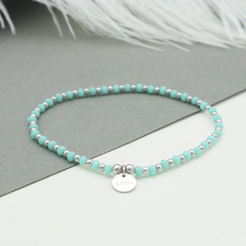 Handmade Wholesale Trendy Woman Girl Kid Baby Jewelry Custom Blue Beaded Bracelets Glass Crystal Charms Bracelets