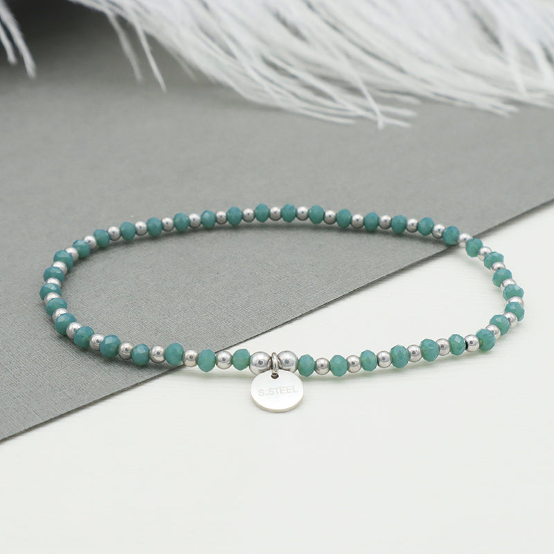 Summer Wholesale Trendy Handmade Jewelry Set Woman Kid Baby Blue Glass Crystal Custom Bracelets Charms Beads Bracelet Bangle