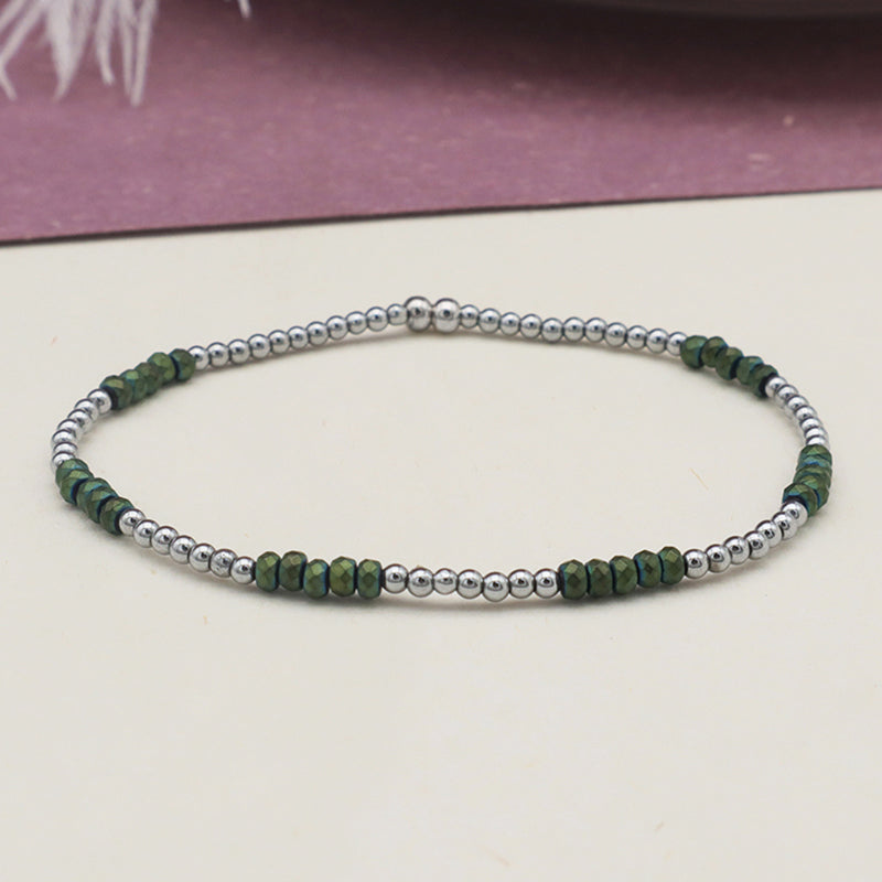 Hot Selling Wholesale Fashion Custom Green Beads Jewelry Handmade Natural Stone Charms Men Bracelets Bangles Set