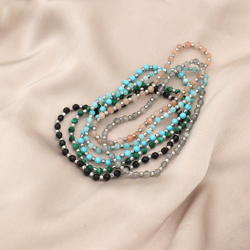 Custom Wholesale Handmade women girls kids OEM Various natural stone Beaded bracelets Bangle 925 silver beads bracelet jewelry
