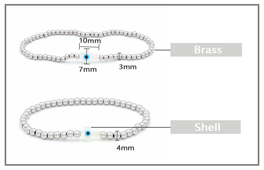 Newest Wholesale Evils Eye Beaded Bracelet stainless steel beads Shell Cross Bracelet For Teen Girl Women