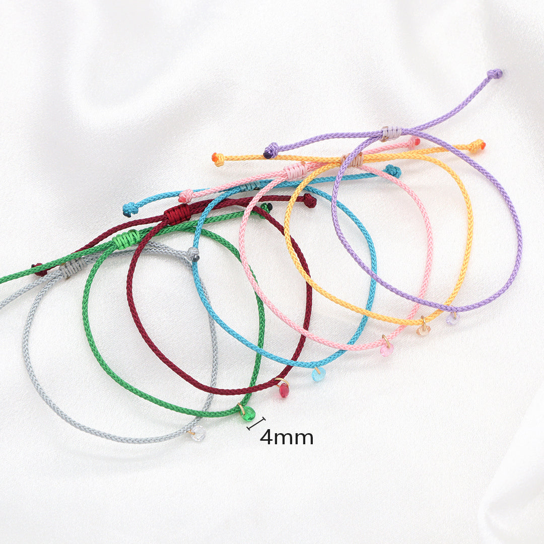OEM Manufacture Custom Factory Gift Handmade Braided Rope Adjustable 925 silver sterling CZ Charm Bracelet For Teen Girl Women