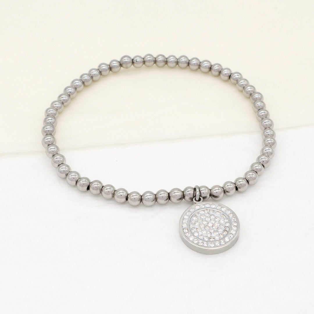 Wholesale Factory Custom Diy Micro Pave CZ No Tarnish 4mm stainless steel beads Heart Cross Charm Bracelet For Teen Girl Women