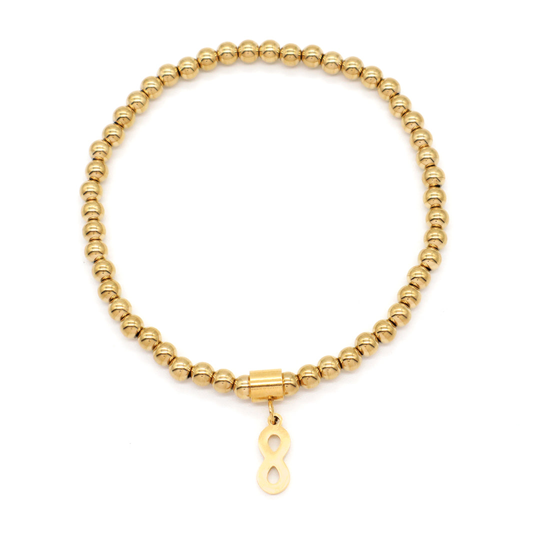 Custom Diy Women Wholesale Handmade Butterfly Flower Key Eyes Heart anchor Charm Gold Plated 4mm Stainless Steel Beaded Bracelet