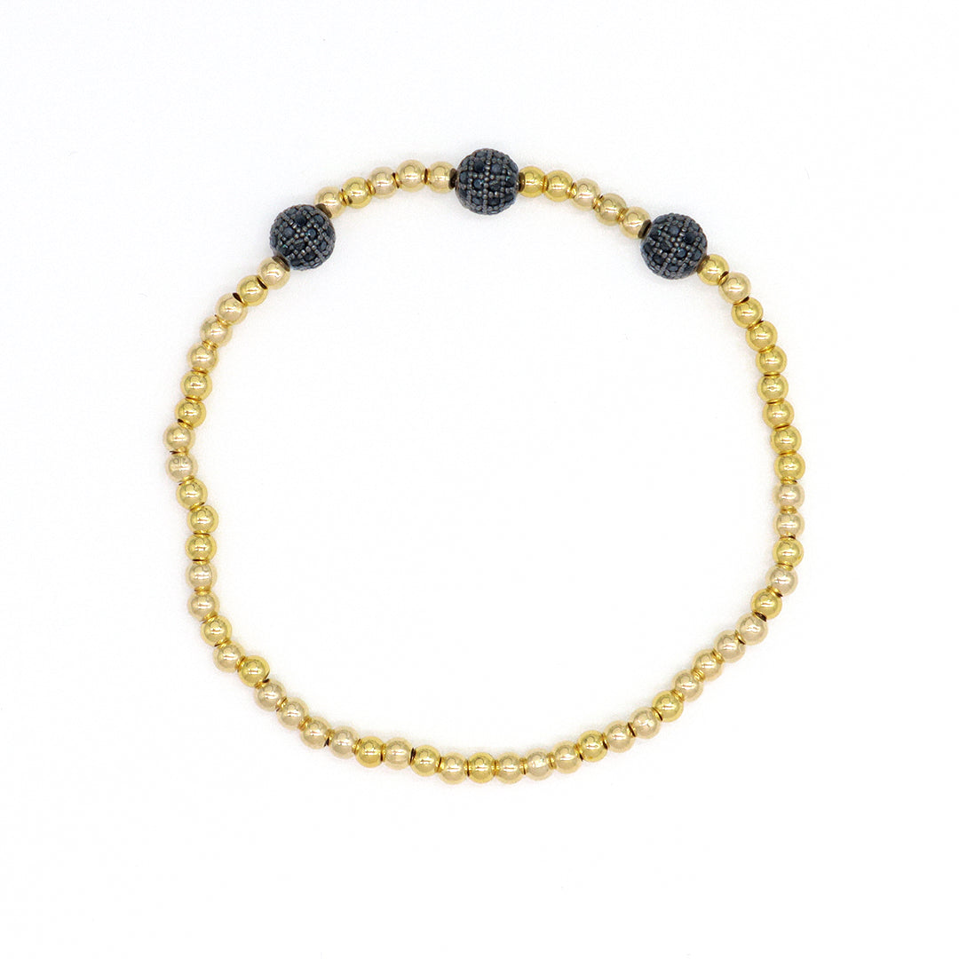 Manufacture Handmade Wholesale OEM 3mm Brass Beads Bracelet Jewelry Customized Women Gold Plated CZ Charm beaded bracelet