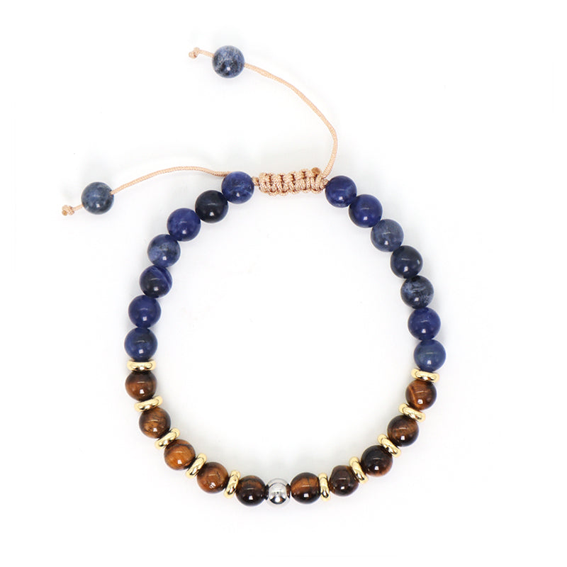 6mm Healing Energy Gemstone Handmade Custom Gold Plated Charm Adjustable Woven Men Women Macrame Amethyst Natural Stone Bracelet