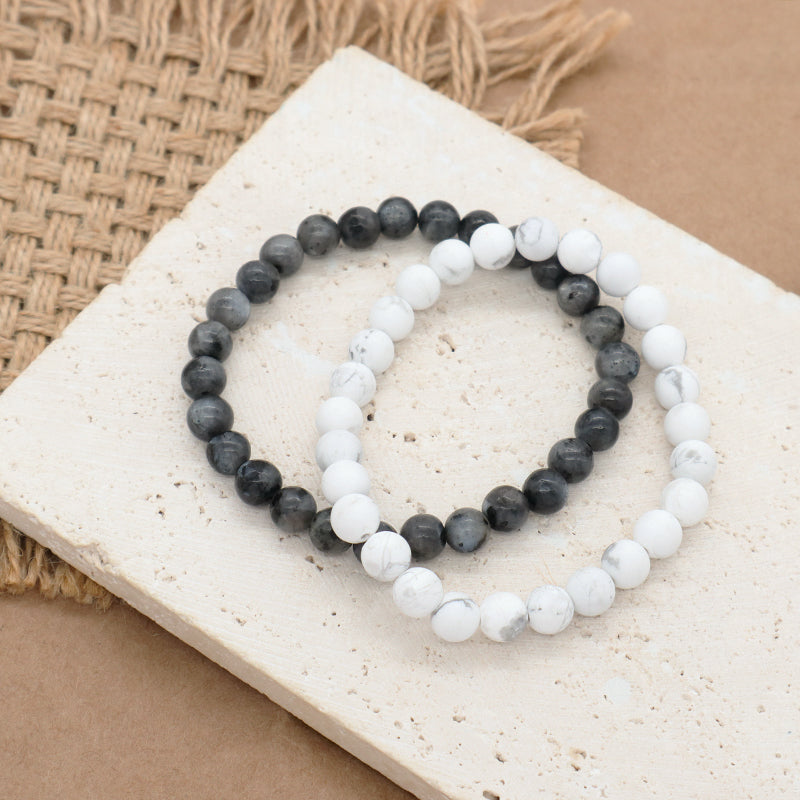 Lucky Gemstone Wholesale Custom OEM Factory Fashion Handmade Friendship Elastic 6mm Natural Stone Beads Bracelet For Women Men