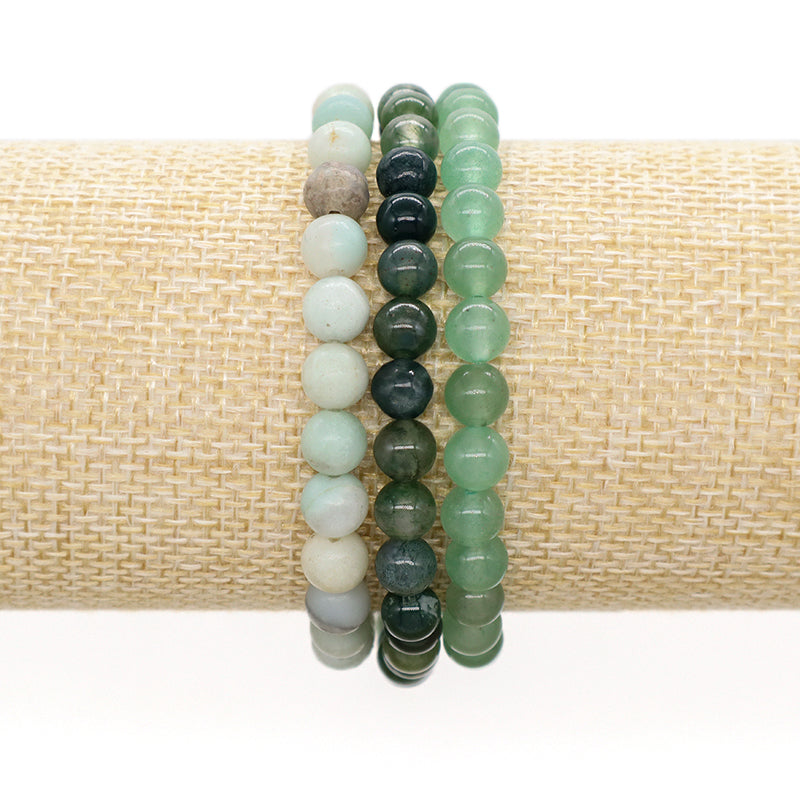 Friendship Custom Wholesale Trendy Manufacture Lucky Gemstone 6mm Natural Stone Beads Elastic Handmade Bracelet For Women Men