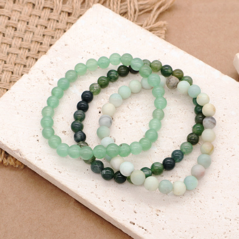 Friendship Custom Wholesale Trendy Manufacture Lucky Gemstone 6mm Natural Stone Beads Elastic Handmade Bracelet For Women Men