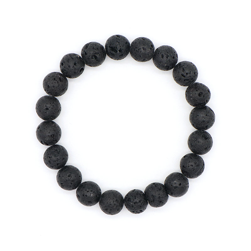 Healing Fashion Jewelry Custom OEM Factory Wholesale Energy Elastic Handmade 10mm Natural Stone Black Lava Bead Men Bracelet