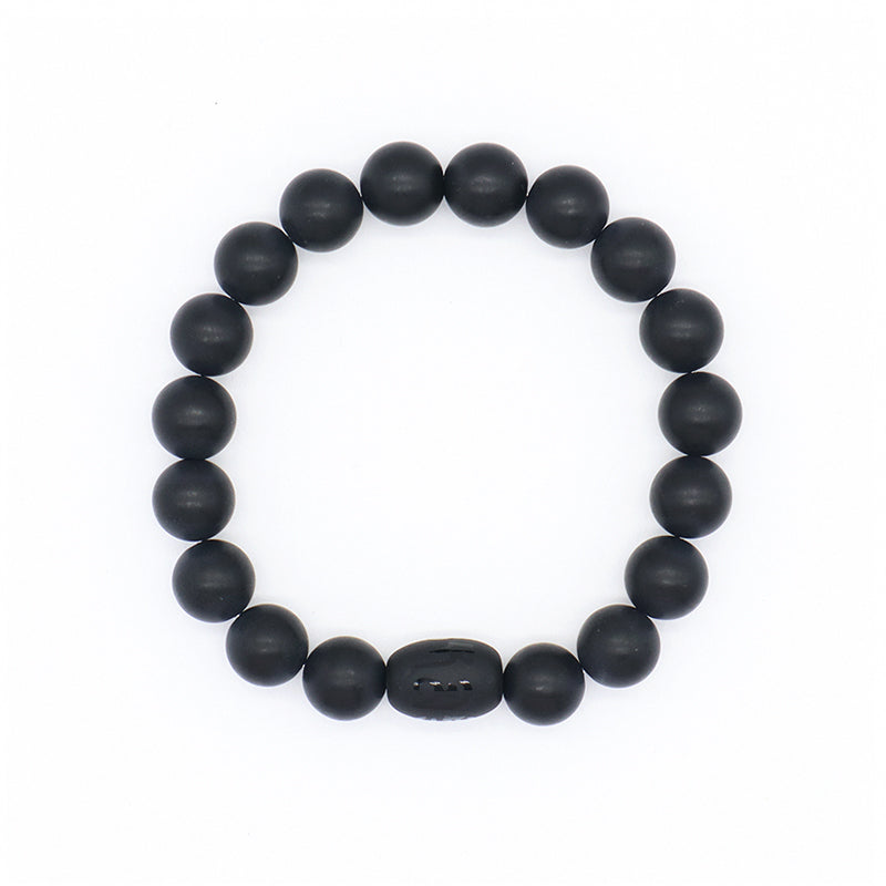 Customized Healing Energy YoGa Jewelry Handmade OEM Elastic Black Onyx Beads Charm10mm Lava Natural Stone Bracelet For Men Women