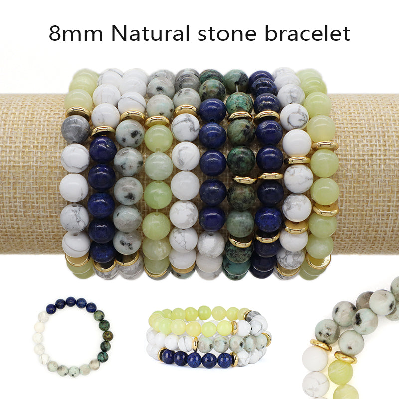 Fashion Design Custom Wholesale Jewelry Energy Yoga Healing Elastic Handmade Gift 8mm Natural Stone Beads Bracelet For Women Men