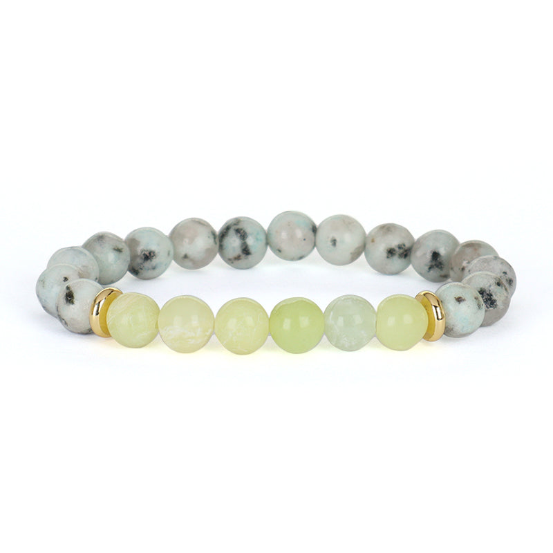 Gold Plated Brass Charm Custom Energy Yoga Healing Elastic Handmade Jewelry Gift 8mm Natural Stone Beads Bracelet For Women Men