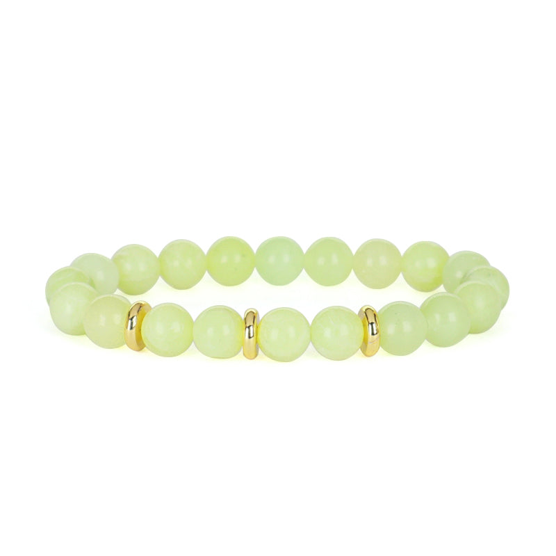 Custom Energy Yoga Healing Elastic Handmade Jewelry Gift Women Men Gold Plated Brass Charm 8mm Natural Stone Beads Bracelet