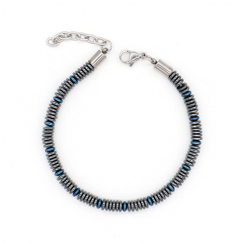 New Bulk Sale Custom Wholesale China Factory Manufacture Fashionable Jewelry Gift Adjustable Stainless Steel Grey Blue Charm Bracelet Bangle For Women Men