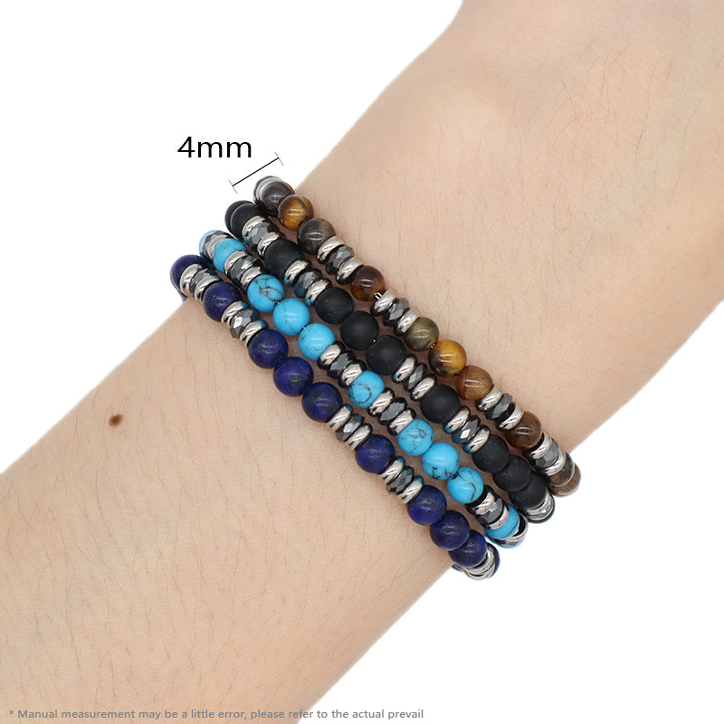 Manufacture Wholesale Customized China Factory Fashionable Charm Jewelry Gift Women Black Brown Blue Beads Adjustable Stainless Steel Bracelet Bangle