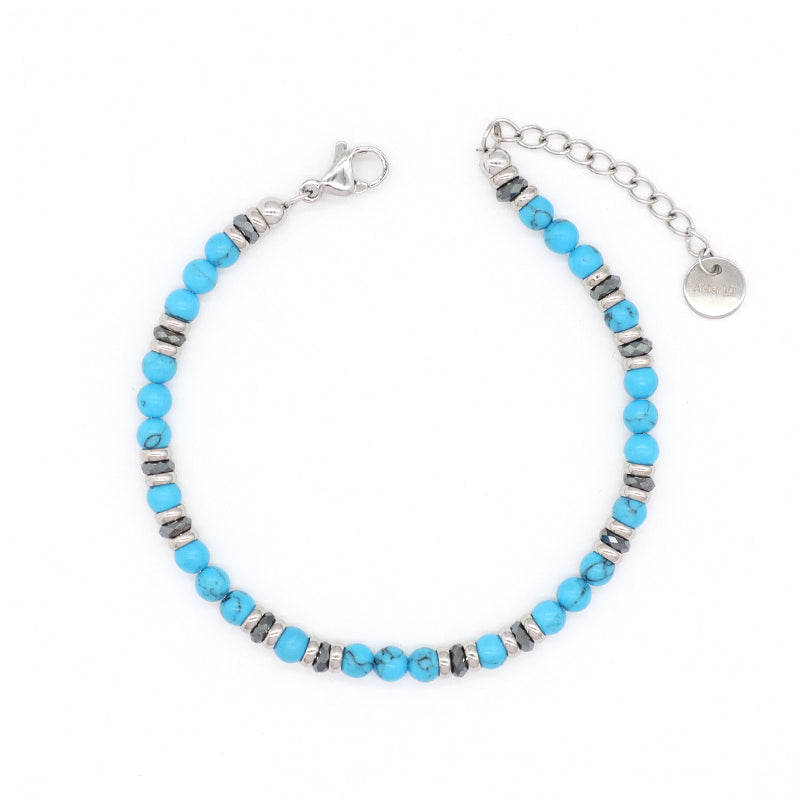 Manufacture Wholesale Customized China Factory Fashionable Charm Jewelry Gift Women Black Brown Blue Beads Adjustable Stainless Steel Bracelet Bangle