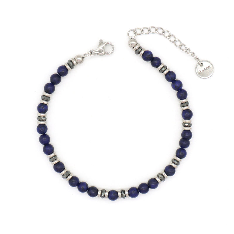 Manufacture Wholesale Customized China Factory Fashionable Charm Jewelry Gift Women Black Brown Blue Beads Adjustable Stainless Steel Bracelet Bangle