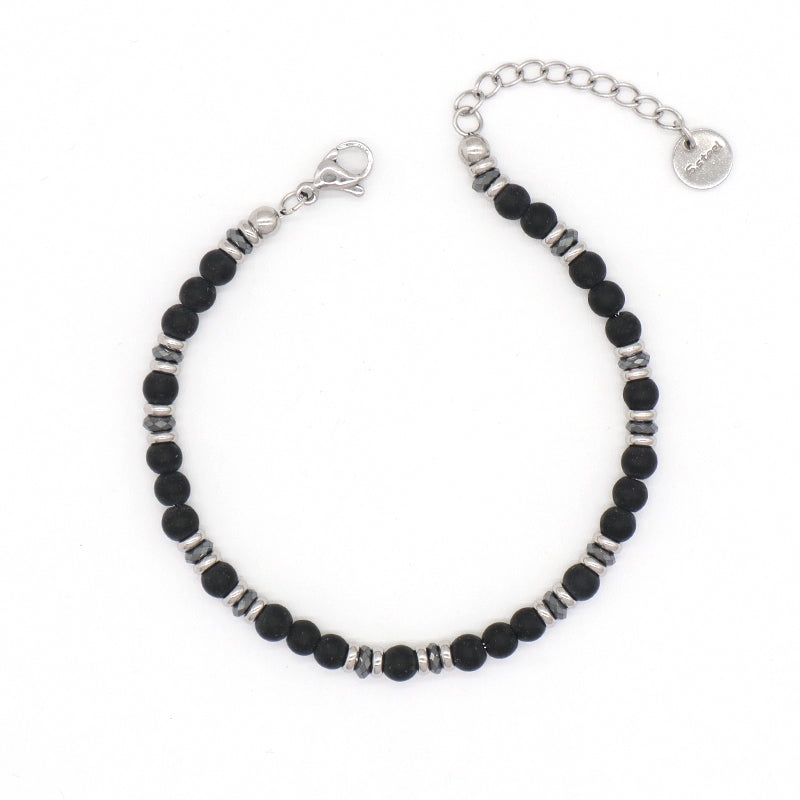 Manufacture Wholesale Customized China Factory Fashionable Charm Jewelry Gift Women Black Brown Blue Beads Adjustable Stainless Steel Bracelet Bangle