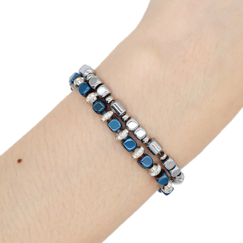 Hot Selling Wholesale Manufacture Customized China Factory Fashionable Charm Jewelry Gift Women Adjustable CZ Blue Beads Stainless Steel Bracelet Bangle