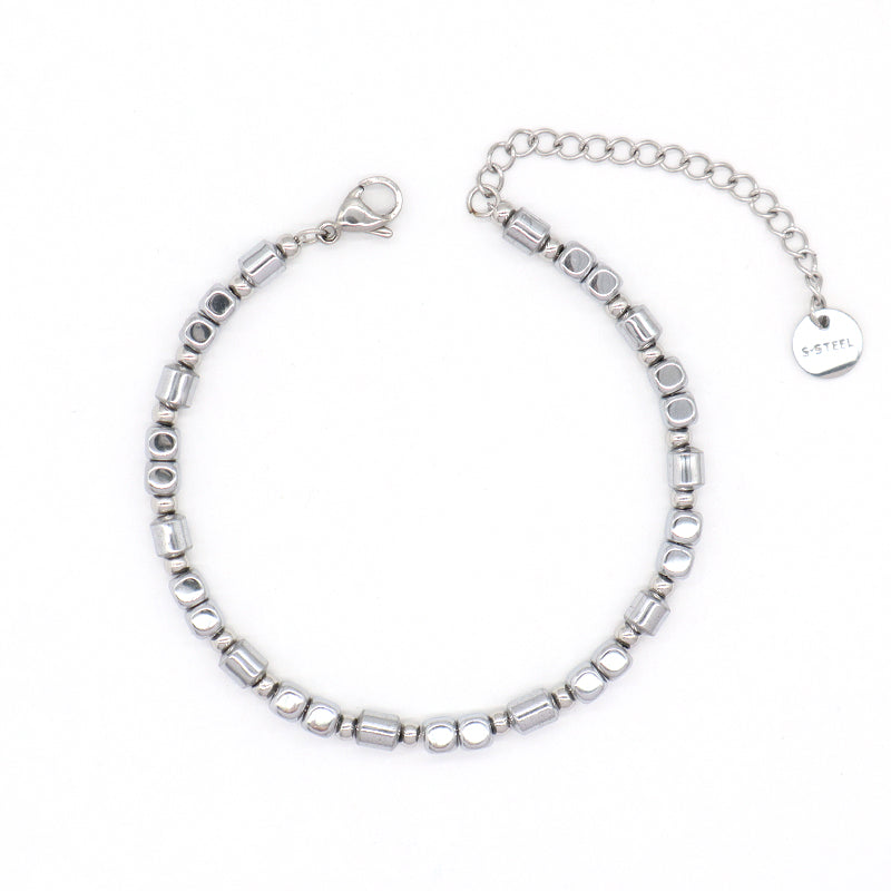 Hot Selling Wholesale Manufacture Customized China Factory Fashionable Charm Jewelry Gift Women Adjustable CZ Blue Beads Stainless Steel Bracelet Bangle