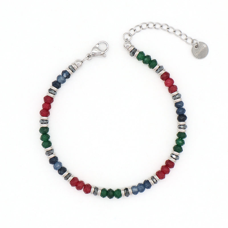 Good Quality Manufacture Wholesale Customized China Factory Fashionable Charm Bangle Jewelry Gift Women Adjustable Red Green Blue Beads Stainless Steel Bracelet