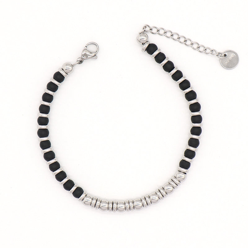 China Factory Manufacture Wholesale Customized Fashionable Charm Jewelry Gift Women Black Blue Green Red Beads Adjustable Stainless Steel Bracelet Bangle