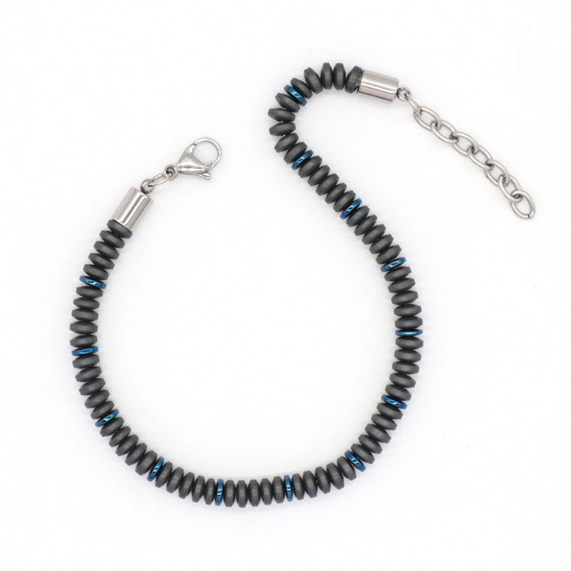 Fashionable Manufacture Wholesale Customized China Factory Jewelry Gift Women Bangle Adjustable Grey Gold Blue Beads Charm Stainless Steel Bracelet