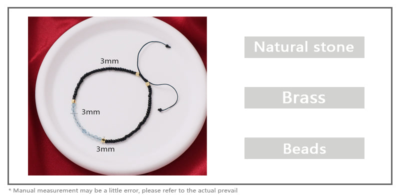 Newest Custom Gold Plated Charm Women Handmade Adjustable Blue Glass Crystal Black Seed Beads Woven Macrame Bracelet