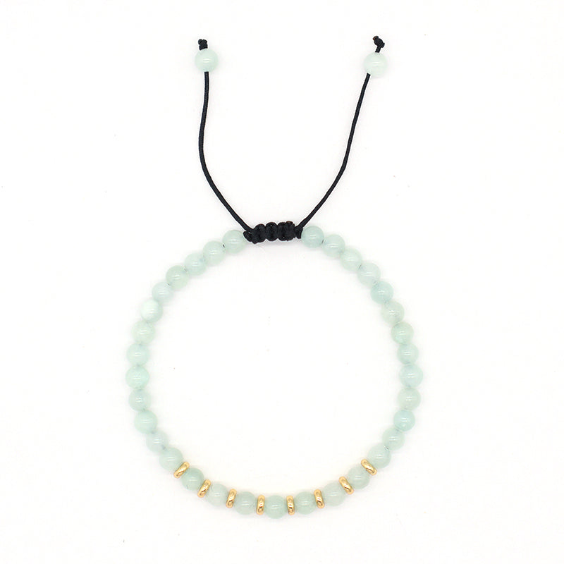 4mm Healing Energy Gemstone Wholesale Custom Women Handmade Gold Plated Charm Bohemian Natural Stone Beads Macrame Bracelet