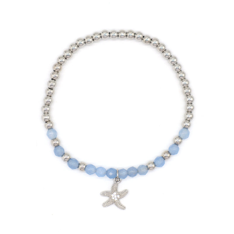 OEM Fashion Custom Handmade Women Jewelry Gift 4mm Gold Plated Beaded Elastic Yoga Natural Stone Beads Bracelet