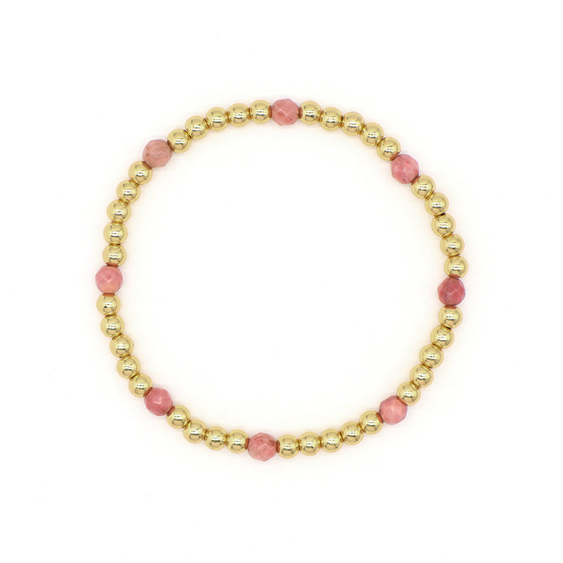 New Arrival OEM Fashion Custom Handmade Women Jewelry Gift 4mm Gold Plated Beaded Elastic Yoga Natural Stone Beads Bracelet