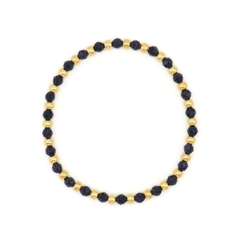 4mm Gold Plated Brass Beaded Wholesale Custom Fashionable Gift Handmade Elastic Gemstone Natural Stone Beads Bracelet For Women