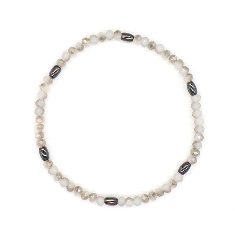 Manufacture Handmade China Factory Wholesale OEM Custom Women Jewelry Adjustable Elastic Hematite Glass Crystal Beaded Bracelet