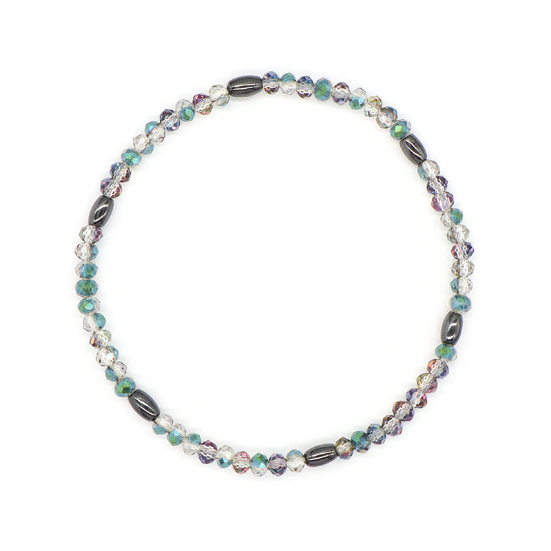 Manufacture Handmade China Factory Wholesale OEM Custom Women Jewelry Adjustable Elastic Hematite Glass Crystal Beaded Bracelet