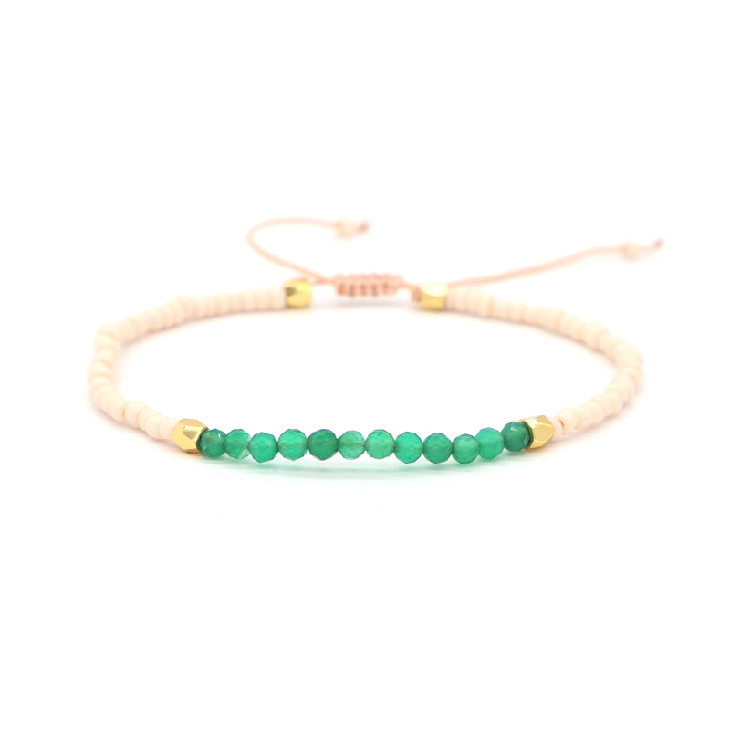 New Custom Women Handmade Amazonit Turquoise Blue Agate Adjustable Gold Plated Charm Natural Stone Beads Woven Macrame Bracelet