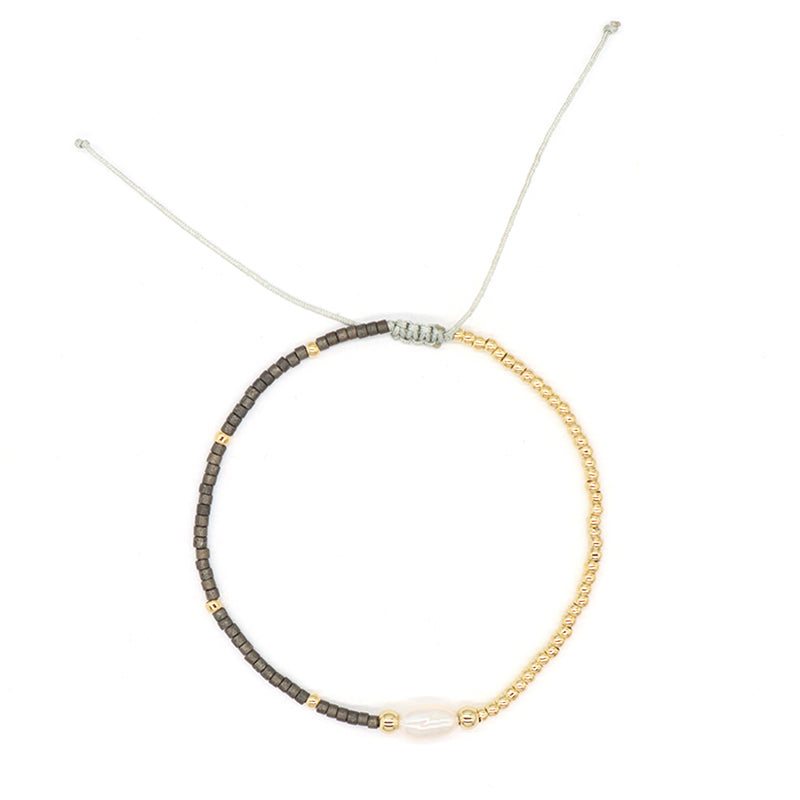 Wholesale Fashion Jewelry Handmade Custom Gold Plated Beads Adjustable Fresh Water Pearl Braided Woven Macrame Miyuki Bracelet