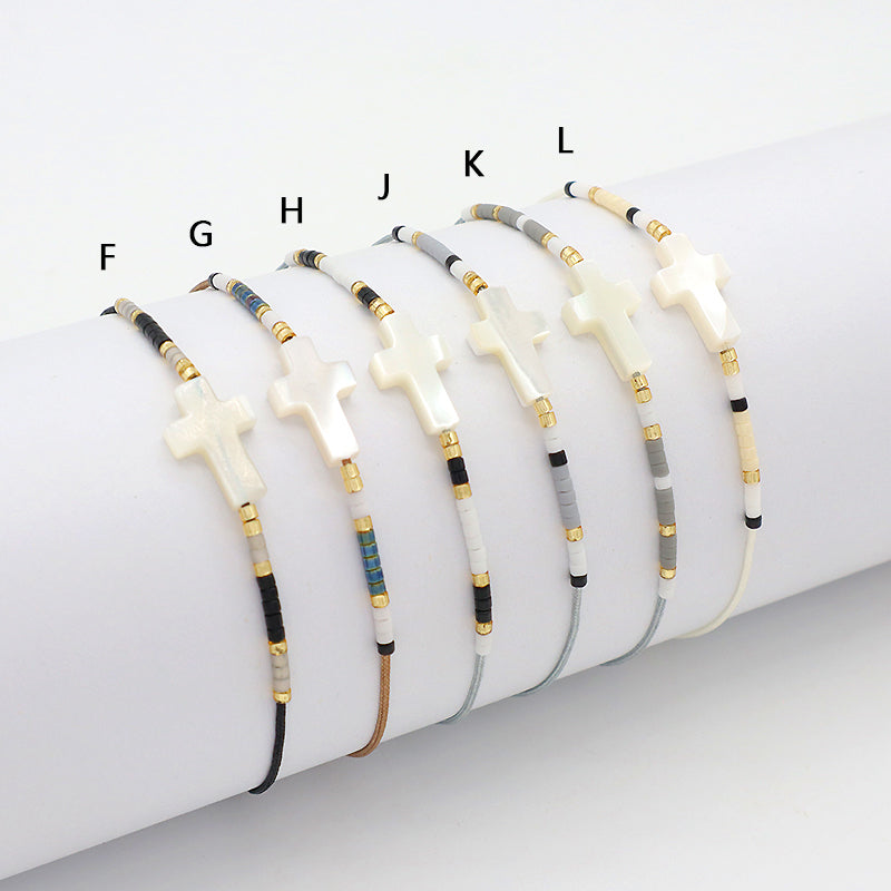 New Arrival Wholesale Fashion Jewelry Handmade Custom Adjustable Braided Woven Macrame Shell Star Charm Miyuki Beads Bracelet