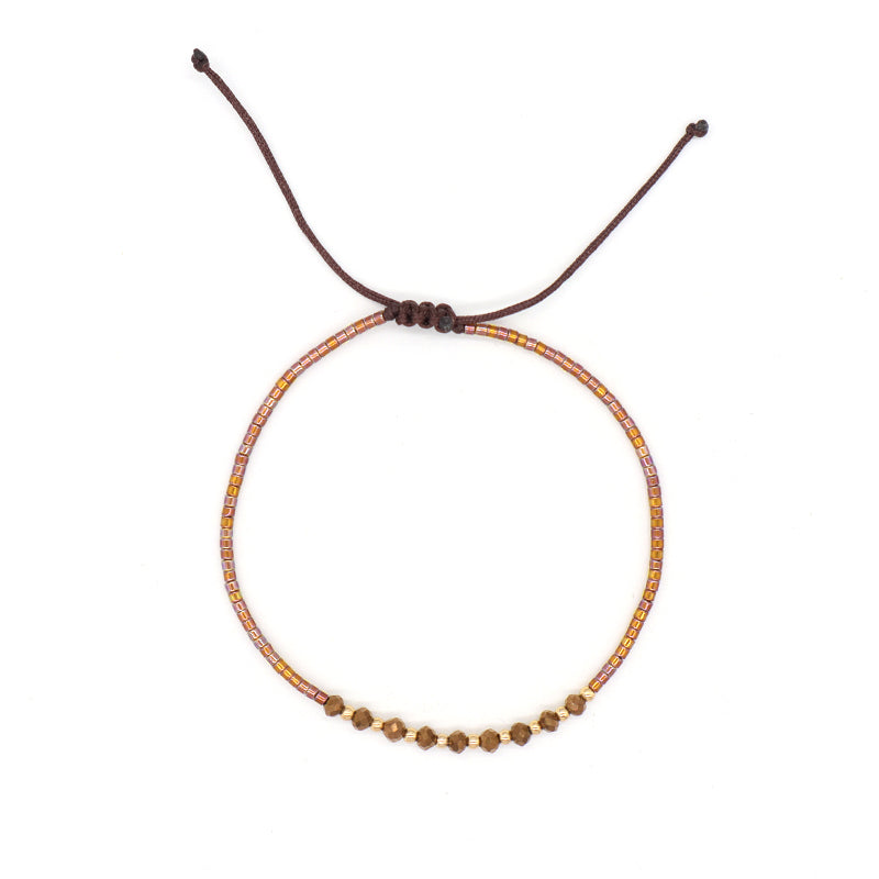 Handmade Custom Jewelry Wholesale Fashion Gold Plated Beads Adjustable Glass Crystal Braided Woven Macrame Miyuki Bracelet