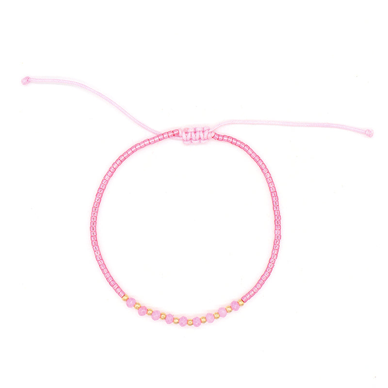 Handmade Custom Jewelry Wholesale Fashion Gold Plated Beads Adjustable Glass Crystal Braided Woven Macrame Miyuki Bracelet